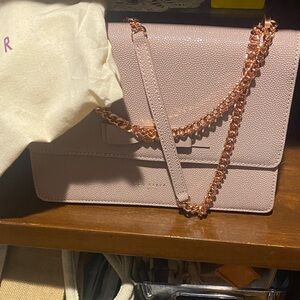 Chic Blush Crossbody Bag with Chain Strap